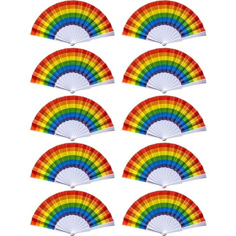 Ventiladores plegables portátiles con diseño de arcoíris, accesorios para el Orgullo Gay, decoraciones arcoíris, Mes del Orgullo
