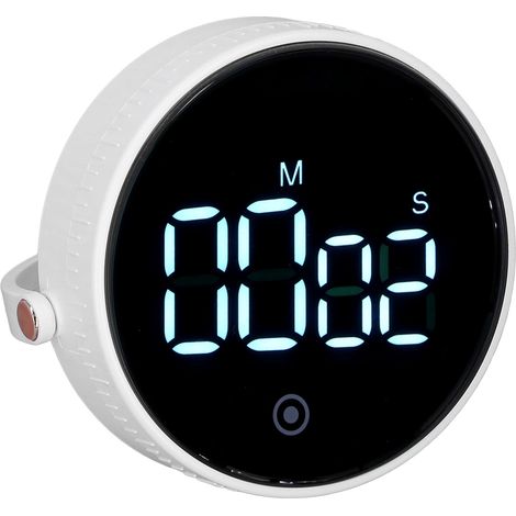 Minuteur Électronique avec Support, Affichage Numérique et Base Magnétique pour Cuisine ou Bureau, Blanc (1/5)