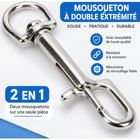 Mousqueton de plongée simple tête 80 mm en acier inoxydable 316 80mm 2 100 g – Livraison gratuite
