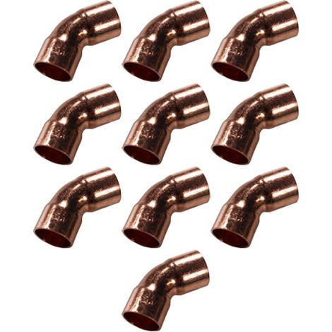 Lot de 10 coudes cuivre à souder FF 45° grand rayon Ø22 (1/3)