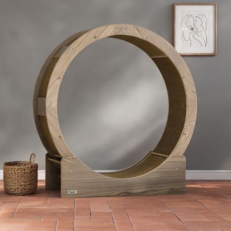 Roue d'exercice pour chat avec frein 91 cm noyer walnut en bois (1/5)