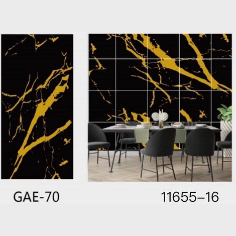 TrAdE Shop Traesio - Pannello Adesivo Effetto Marmo Nero Striato Oro Pareti Paraschizzi 300x60cm Stanza - (1/3)