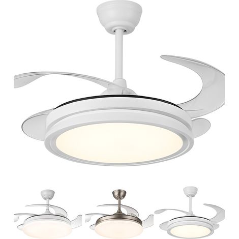 Ventilador de Techo con Aspas Retráctiles, Motor DC, Temporizador, Luz LED Regulable, Mando a Distancia, 6 Velocidades (1/5)