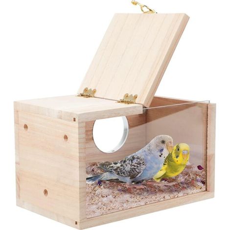 Nichoir à Perruches Oiseaux Transparent pour Cage en Bois Perroquets Calopsittes InséParables