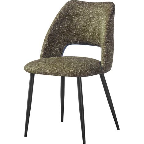 Chaise repas tissu chenille vert Tom Takasit (1/5)