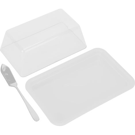 Boîte à beurre rectangulaire avec couvercle, boîte de rangement portable pour beurre, blanche, idéale pour la cuisine. (1/5)
