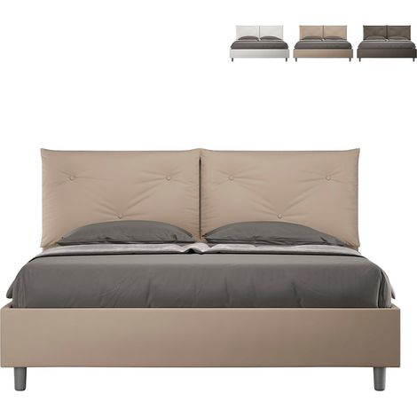 Letto matrimoniale con rete imbottito 160x200 similpelle tortora Appia (1/5)