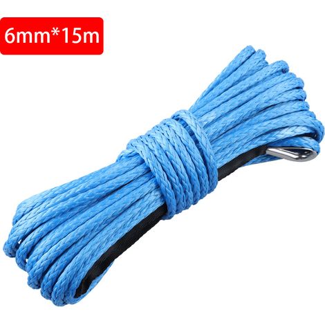 Câble de treuil synthétique 6mm x 15m – Charge 7700lbs – Résistance aux UV et intempéries – Pour treuils SUV, ATV, camions (1/5)