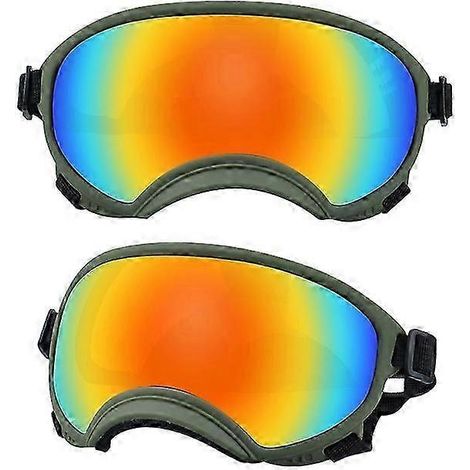 Hundebrille UV-Schutz, hohe Stoßfestigkeit, verstellbares Gummiband, atmungsaktiv, für Welpen und große Hunderassen (Grün, Farbe M) (1/5)