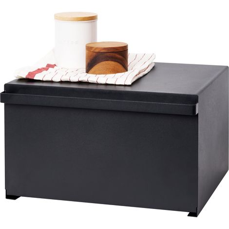 Boîte à pain, en acier - cuisine, conservation durable, alimentaire, thé, café - 34,5 x 40 x 24 cm, design japonais, noir (1/5)