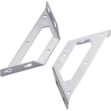 Lntyq Lot de 2 équerres d'angle trapézoïdales en acier inoxydable multi-usages pour chaise en bois, bibliothèque, planche, meubles de fenêtre (1/5)