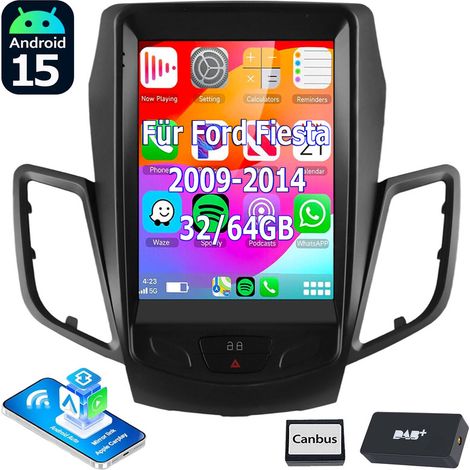 Autoradio Android 15 32/64Go pour Ford Fiesta (2009-2014) - Apple CarPlay, DAB+ en Option, GPS, Wi-Fi, Commande au Volant - 2+32G DAB+