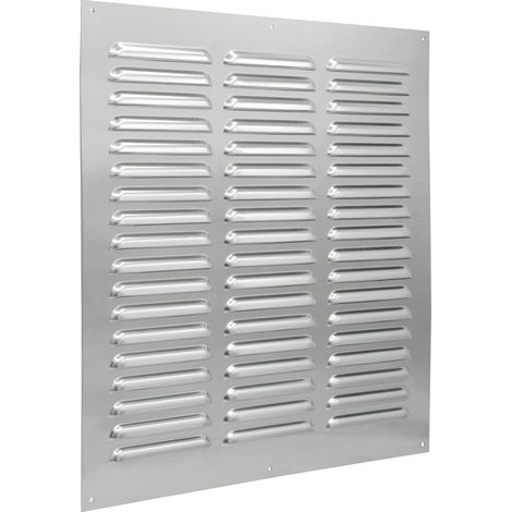 La Ventilazione GAL3030R Griglia di ventilazione rettangolare in metallo da sovrapporre con rete antisetto. Dimensioni 300x300 mm. Colore alluminio (1/5)