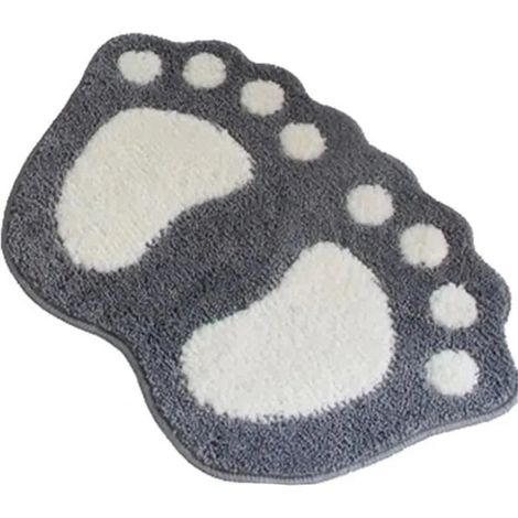 Tapis de Salle de Bain - H - Anti-Dérapant - Microfibre - 40x60 cm - Gris (1/2)