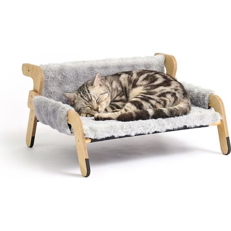 Fauteuil Suspendu pour Chat Moelleux, surélevé, Gris/Naturel (1/5)
