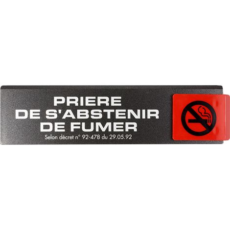 Plaque de porte Priére de s'abstenir de fumer - Europe design 175x45mm - 4261164