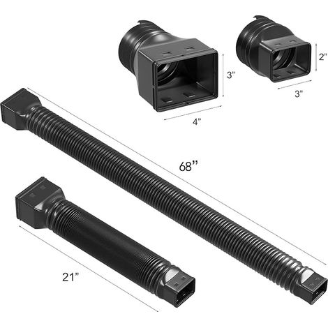 Flexible Gutter Extender, Rain Hose Extension Kit, Retractable Downpipe for Lawns, Cement Floors and Yard (Black) (1/4)