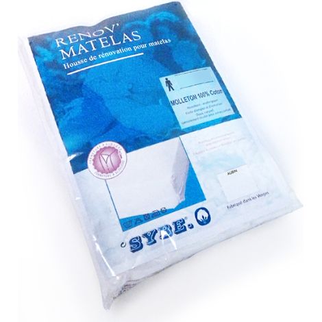 Housse de matelas 80x200 cm coton gratté 2 faces environ 220g/m² AUBIN (1/5)