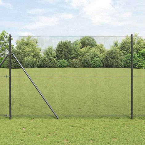 Zaunpfosten Grau 50 x 1,5 m (12 x 12 mm Maschen) Stahl und PVC