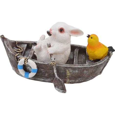 Statues d'animaux de jardin - Figurines d'animaux mignons et réalistes en résine synthétique pour l'extérieur, idéales pour patio, terrasse, bureau ou espace de loisirs - Lapin blanc (1/5)