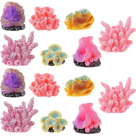 14pcs Artificial Coral Branch Faux Aquariums Ornament Fish Tanks Landscape Decorations Artificial Coral Branch Aquarium Decor (1/5)