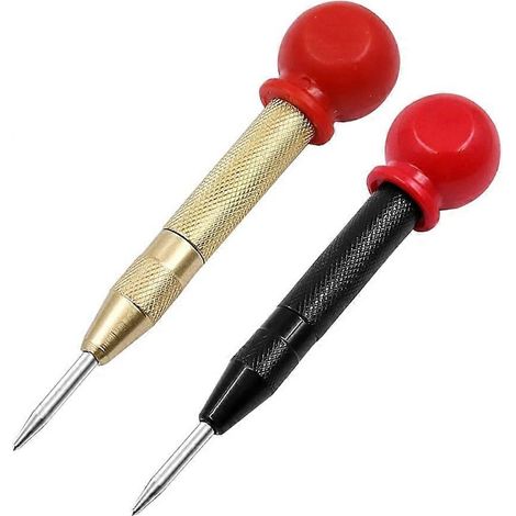 2 poinçons de centrage automatiques de 13 cm en acier, poinçon de centrage à percussion réglable avec capuchon, poinçon de centrage de précision pour métaux. (1/5)