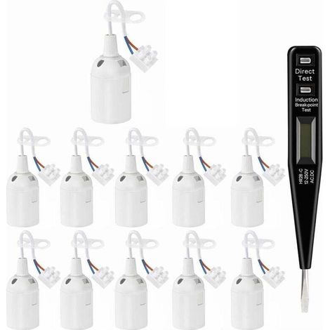 11Pcs douille E27 blanc, E27 rénovation Douille, 250V 4A douille de lampe avec câble, Douille de Chantier, convertisseur Baïonnette pour Ampoules LED et Ampoules Halogènes.