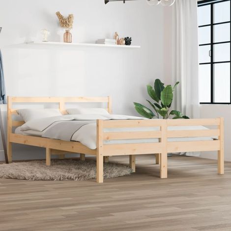 Cadre de lit sans matelas bois massif 140x200 cm