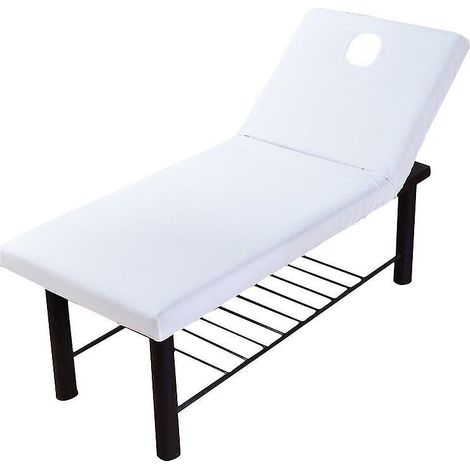 Housse de lit blanche pour spa et massage, avec drap-housse élastique et ouverture pour le visage. (1/5)