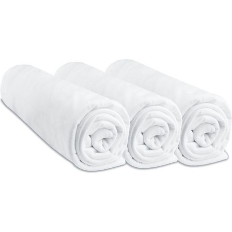 Lot de 3 Draps housse Jersey 100% Coton - 60x120 cm - Blanc (1/4)