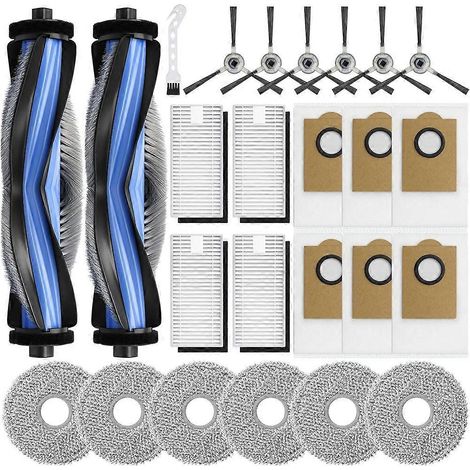Pièces de rechange pour aspirateur robot Lefant M3 : brosse principale, filtre HEPA, lingette de nettoyage et sacs à poussière. (1/5)