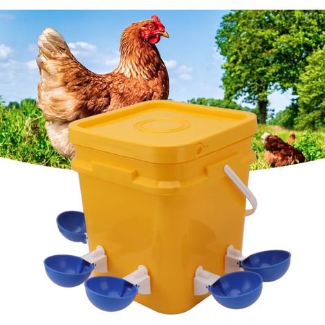 Tragbare automatische 12-Liter-Tränke für Geflügel (Hühner, Enten und Gänse) Geflügelzuchtausrüstung Wassereimer + große blaue Schüssel + schwarze Schrauben (1/5)