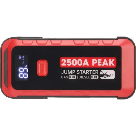 Démarreur de Batterie de Voiture, 2500A 25800mAh 12V Démarreur de Saut de Voiture avec écran LCD 3.0 Lumière LED et Port Type-C, Démarreur de Batterie de Voiture Portable pour Le (1/5)