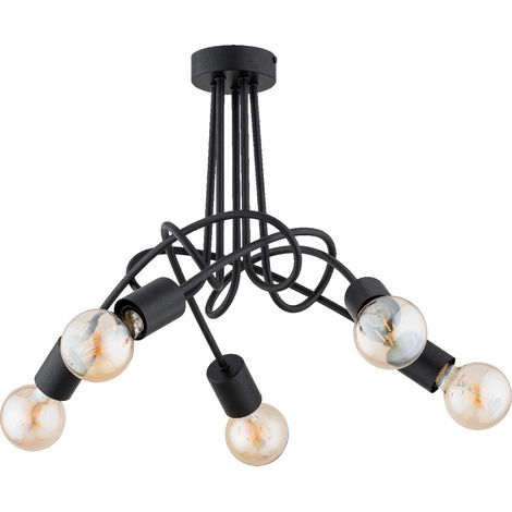 Plafonnier loft noir DISEL Alfa métal 5xE27 54 cm IP20 (1/3)