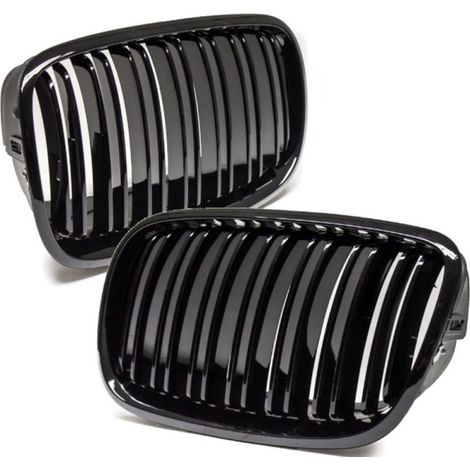 Grilles de calandre doubles pour BMW X5 X6 E70 E71 E72 2007-2014, laquées noir brillant