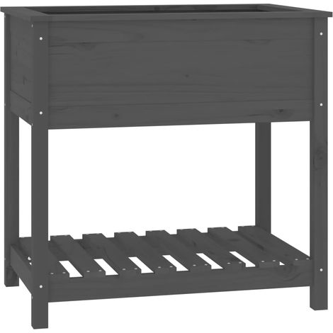 Maison Exclusive - Fioriera con Mensola Grigia 82,5x54x81cm in Legno Massello Pino