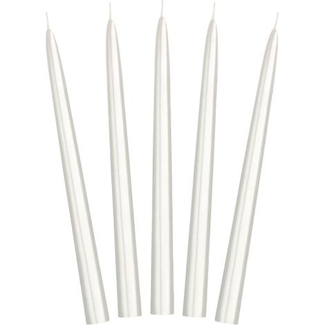 Metallic Stabkerze, Perlmutt, 24 cm (1 Packung / 10 Stück)