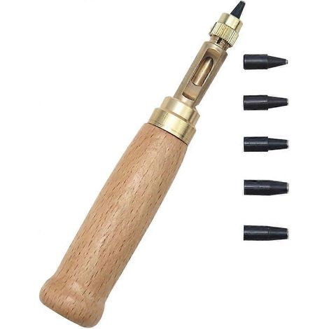 Handponsset met 6 punten voor leer, papier, boeken en knutselwerk - 1,5 mm, 2 mm, 2,5 mm, 3 mm, 3,5 mm, 4 mm (1/5)
