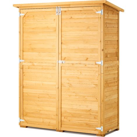 VEVOR Capannone Portaoggetti per Esterni in Legno, con Tetto Impermeabile Struttura in Metallo, Doppie Porte con Serratura, Capannone Porta Attrezzi Giardino con Ripiani e Pavimento 1400x 600x1715 mm