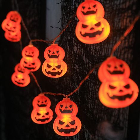 Guirlande Lumineuse Citrouille - LED Orange - 20 Ampoules - Modes Fixe et Clignotant - 3 m - Décoration Extérieure Intérieure Halloween (1/5)