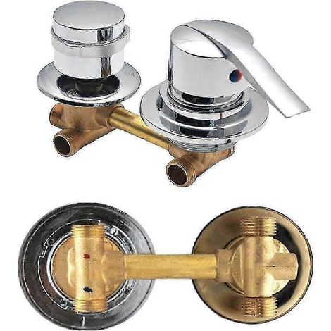 Robinet inverseur en laiton à cinq voies pour baignoire et douche avec robinets d'eau chaude et froide Filetage 2 voies 9cm (1/5)