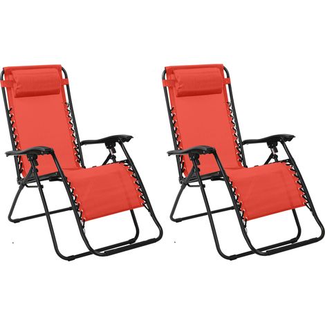 Lot de 2 fauteuils relax en textilène rouge -PARALIA