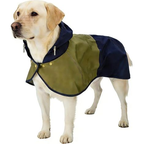 Dog Raincoat, Waterproof Dog Coats with Adjustable Hood and Elastic Leg Straps, Breathable Waterproof Dog Jacket, Sizes Small, Medium, Large (L) (1/5)