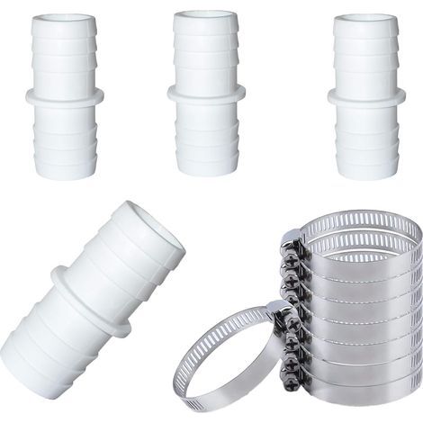 Lot de 4 Raccord de Tuyau,Adaptateur de Tuyau de Piscine avec 8 Colliers de Serrage,Adaptateur Raccord Piscine,Adaptateurs de Tuyau Ø 32 à 32 mm pour Piscine (32mm-32mm) (1/3)