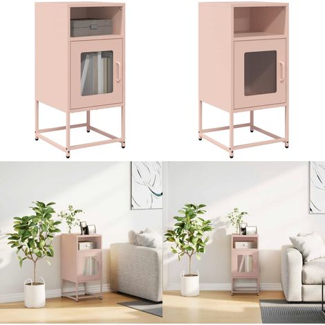 Comodino Rosa 36x39x78 cm in Acciaio Laminato a Freddo - Comodino in acciaio - Comodino da bagno