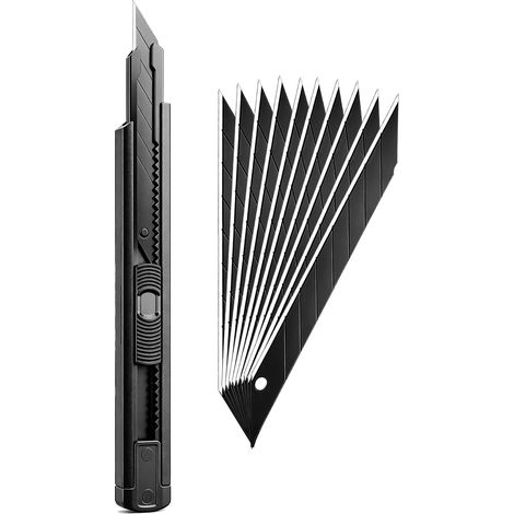 Cutter avec Lames de Rechange Snap-off 9 mm 30°, Couteau Graphique Couteau Utilitaire Retractable, Cutter de Précision avec Lames Sécables, pour Maison Bureau École pour Papier et Carton (1/5)