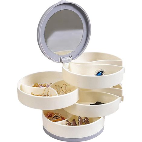 Boîte à Bijoux Boîte de Rangement Boîte de Rangement de Bijoux de Voyage adaptée pour Bague Boucle d'oreille Collier Bracelet Bijoux boîte-Cadeau Femmes, Blanc (1/4)