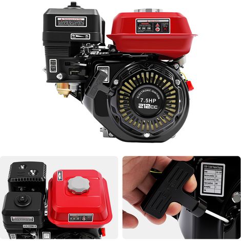 Moteur à essence 4 temps 212 cc – Monocylindre, démarrage manuel, 7,5 HP 4000 W, 3600 tr/min, vilebrequin 20 mm