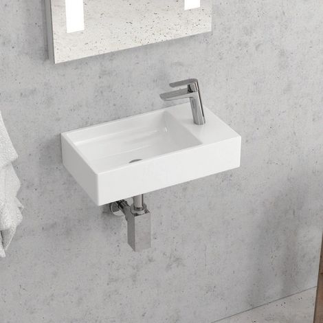 Lavabo bagno piccolo 46 cm con design foro miscelatore a destra  Litos-S50 kamalu