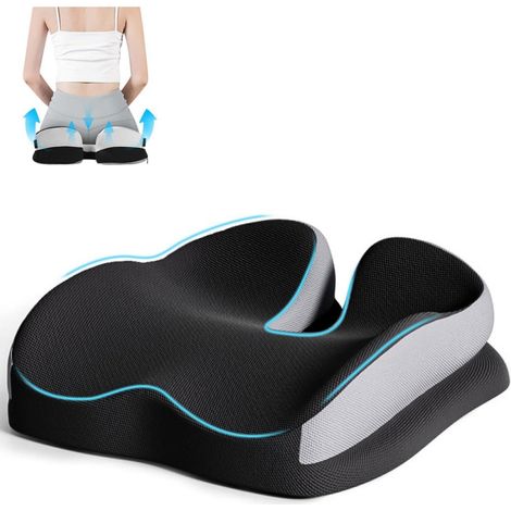 Coussin Orthopédique - Coussin Pour Os Sacrum En Mousse À Mémoire De Forme - Pour Douleurs Lombaires Et Sciatalgies - Noir - 1 Pièce